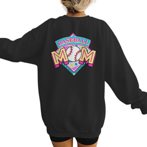 Baseball Mom Loud And Proud Game Day Sport Mother's Day Women's Sweatshirt Back Print - Sportilla