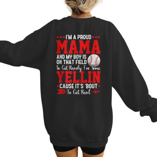 Baseball Mom Mama Baseball Lover Sport Mother's Day Women's Sweatshirt Back Print - Sportilla