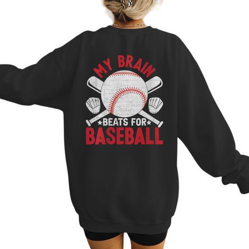 Baseball Mom Meme Quote Women's Sweatshirt Back Print - Sportilla