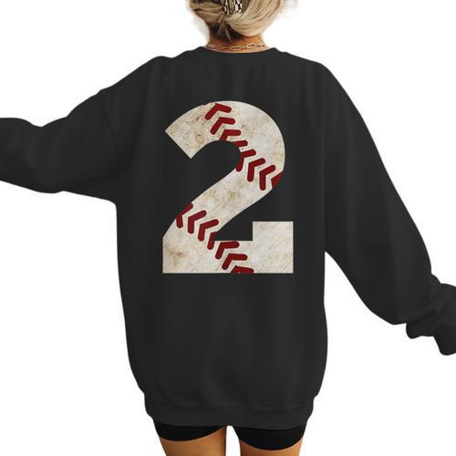 Baseball Mom Baseball Parent Number Two Baseball Gear 2 Women's Sweatshirt Back Print - Sportilla