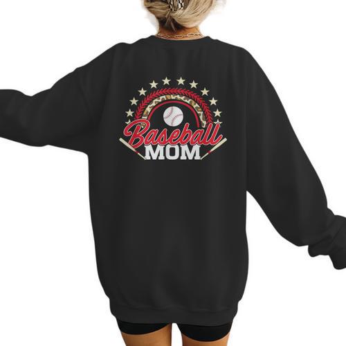 Baseball Mom Rainbow Great Team Mom Women's Sweatshirt Back Print - Sportilla