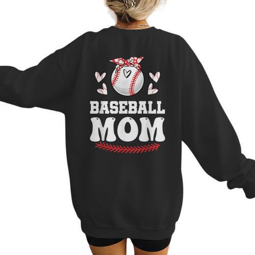 Baseball Mom Shirt Mama Women Baseball Shirt For Women's Sweatshirt Back Print - Sportilla