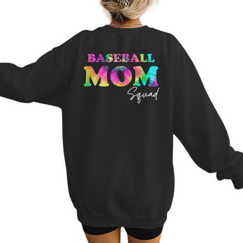 Baseball Mom Squad Tie Dye Cute Ball Mom Women's Sweatshirt Back Print - Sportilla