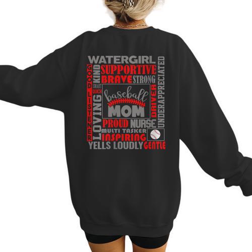 Baseball Mom Traits For Great Mothers Grey And Red Women's Sweatshirt Back Print - Sportilla