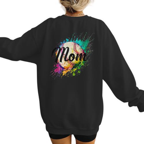 Baseball Mom USA American Baseball Graphic Women's Sweatshirt Back Print - Sportilla