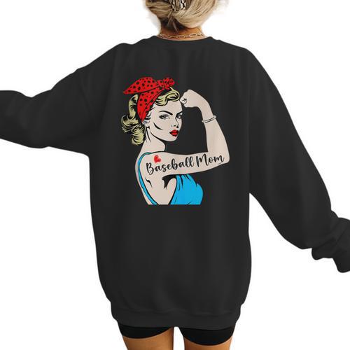 Baseball Mom Woman Baseball Sport Lover Women's Sweatshirt Back Print - Sportilla