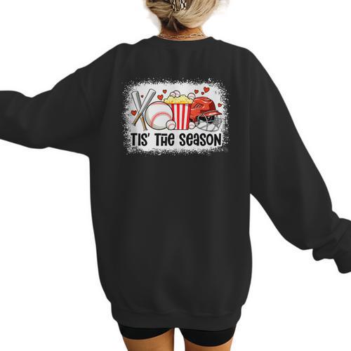 Baseball Mom Women Mama Season Baseball Lover Girls Boys Women's Sweatshirt Back Print - Sportilla