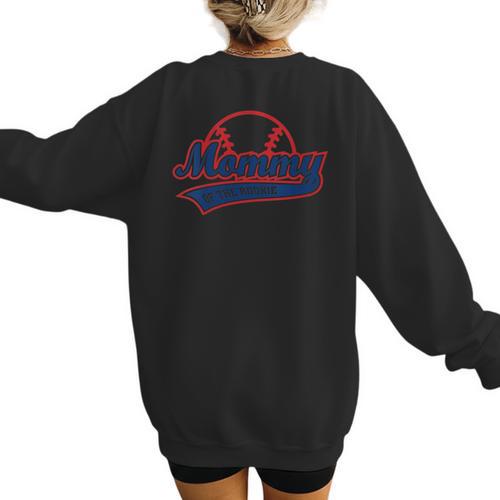 Baseball Mommy Of The Rookie Mom Birthday Baseball Women's Sweatshirt Back Print - Sportilla