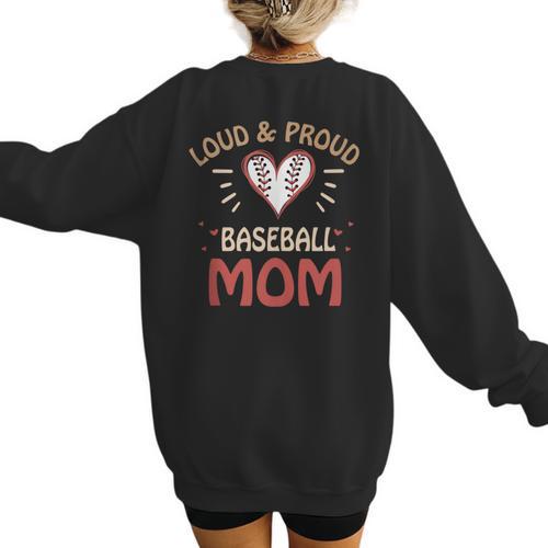Baseball Moms Game Practice Sports School Kids Women's Sweatshirt Back Print - Sportilla