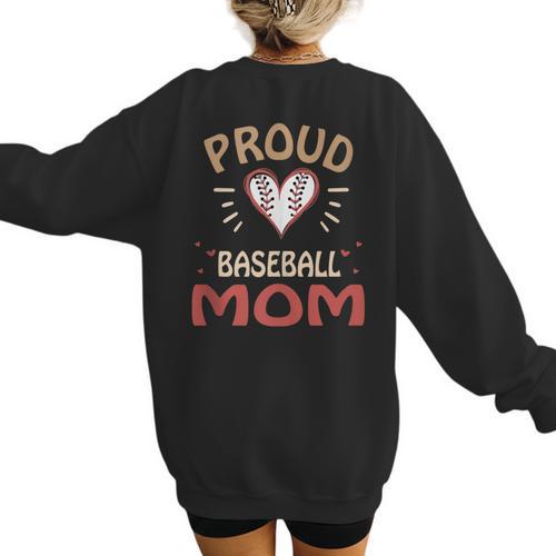 Baseball Moms Mother Kids Girls Boys School Game Women's Sweatshirt Back Print - Sportilla