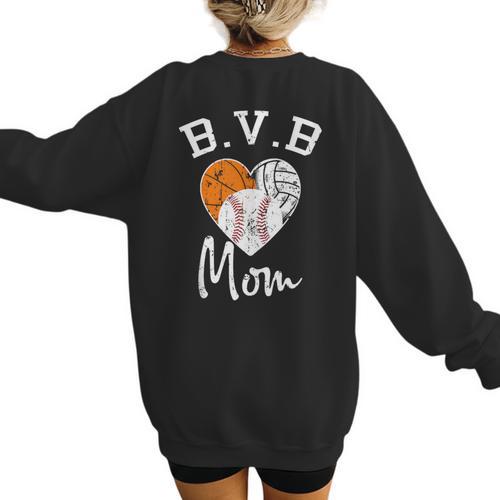 Basketball Volleyball Baseball Mom For Women Women's Sweatshirt Back Print - Sportilla