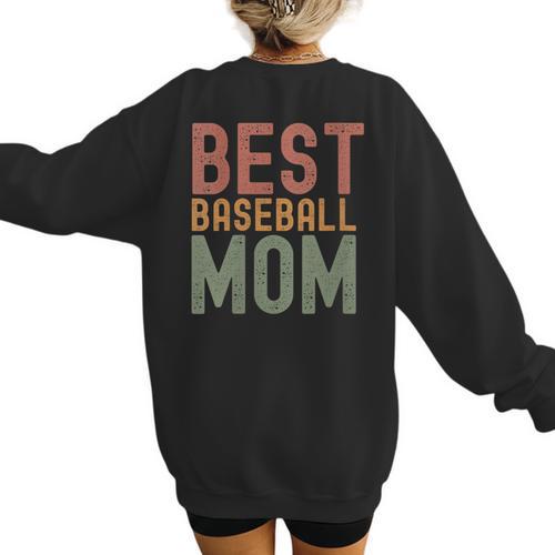 Best Baseball Mom Sports Cute Moms Day Women's Sweatshirt Back Print - Sportilla