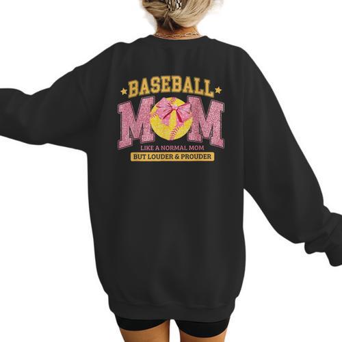 Coquette Baseball Mom Bow Like A Normal Mom But Mother's Day Women's Sweatshirt Back Print - Sportilla