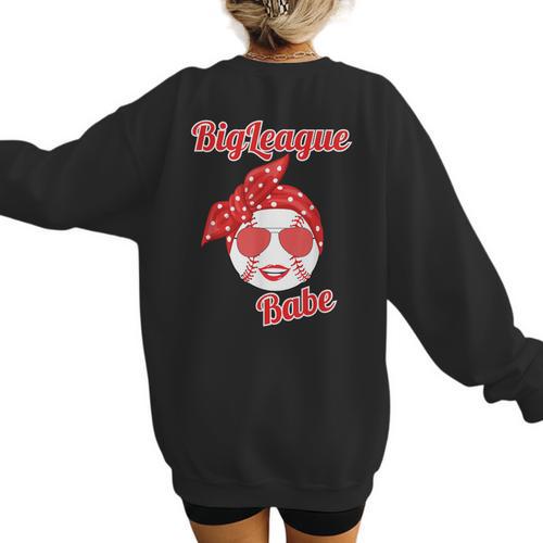Cute Love Baseball BigLeague Babe Hot Baseball Mom Women's Sweatshirt Back Print - Sportilla