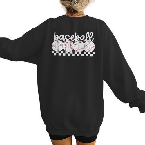 Cute Sports Baseball Mom Game Day Women's Sweatshirt Back Print - Sportilla