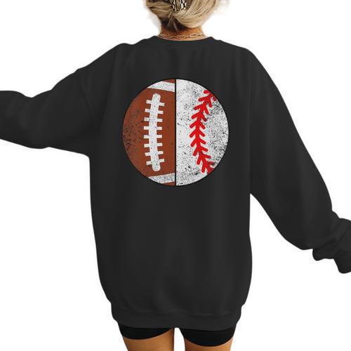 Football Baseball Player Football Baseball Mom Women's Sweatshirt Back Print - Sportilla