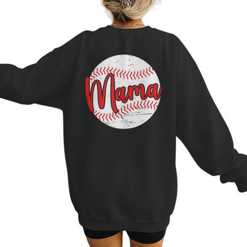 Mama Baseball Mom Women's Sweatshirt Back Print - Sportilla