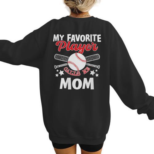 Mother's Day Baseball Mom Women's Sweatshirt Back Print - Sportilla