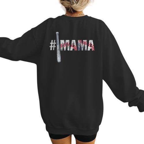 Number One Baseball Mom For Mothers Day Baseball Mama Women's Sweatshirt Back Print - Sportilla
