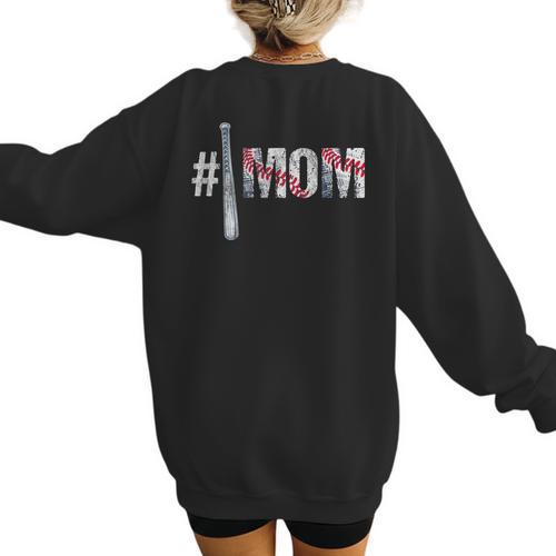 Number One Baseball Mom For Mothers Day Baseball Mommy Women's Sweatshirt Back Print - Sportilla