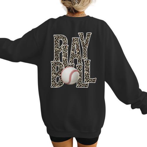 Play Ball Women Graphic Baseball Mom Baseball Women's Sweatshirt Back Print - Sportilla