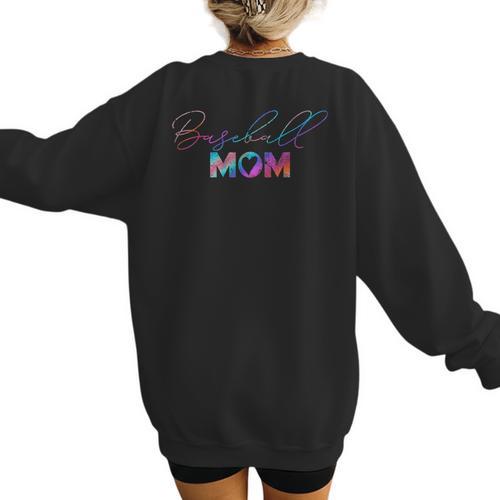 Retro Cute Mother's Day Teeball T-Ball Baseball Mom Women's Sweatshirt Back Print - Sportilla