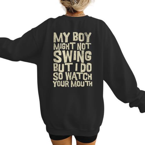 Sassy Baseball Mom Women's Sweatshirt Back Print - Sportilla