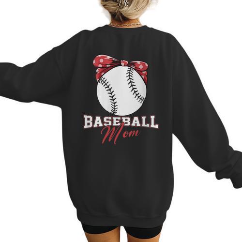 Softball Baseball Mom Floral Tee Mother's Day Women's Sweatshirt Back Print - Sportilla