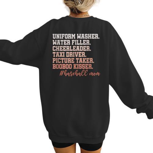 Uniform Washer Water Filler Cheerleader Baseball Mom Women's Sweatshirt Back Print - Sportilla