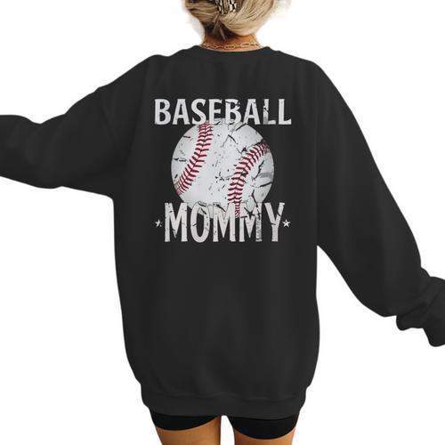 Vintage Baseball Mommy Mother's Day Sports Lover Mom Women's Sweatshirt Back Print - Sportilla