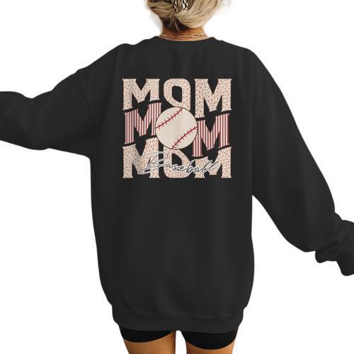 Women's Retro Baseball Mama Distressed Baseball Mom Life Women's Sweatshirt Back Print - Sportilla