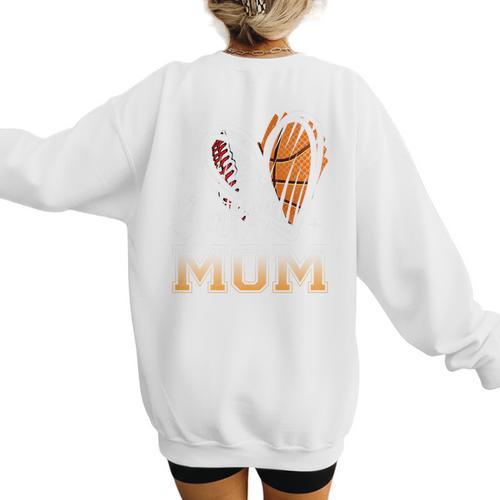 Ball Mom Heart Basketball Baseball Mom Premium Women's Sweatshirt Back Print - Sportilla