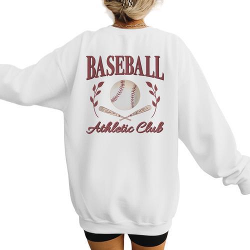 Baseball Athletic Social Club Baseball Mom Trendy Baseball Raglan Baseball Tee Women's Sweatshirt Back Print - Sportilla
