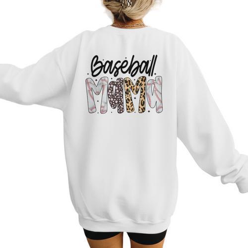 Baseball Mama Coquette Mother's Day Baseball Mom Vintage Women's Sweatshirt Back Print - Sportilla