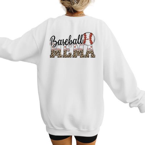 Baseball Mema Women BallPark Mema Baseball Mom Mother's Day Women's Sweatshirt Back Print - Sportilla