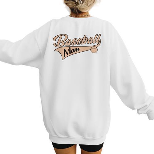 Baseball Mom Best Mama Cute Throwback Classic Women's Sweatshirt Back Print - Sportilla
