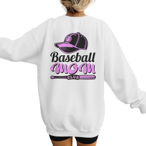 Baseball Mom Club Cool Women's Sweatshirt Back Print - Sportilla