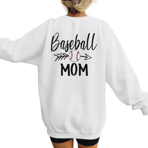 Baseball Mom Cute Arrow Father's Mother's Xmas Day Women's Sweatshirt Back Print - Sportilla