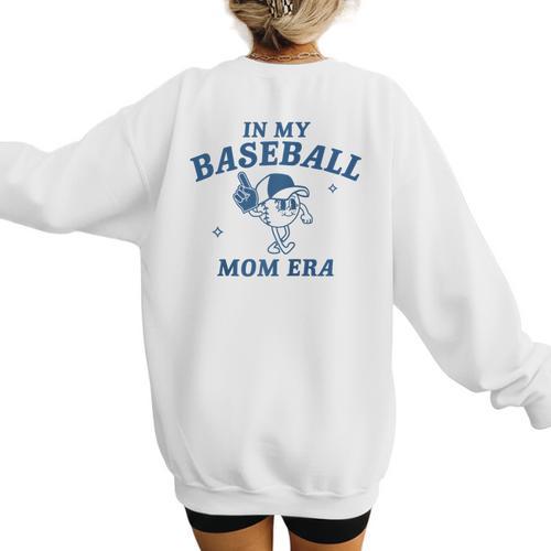 In My Baseball Mom Era Retro Game Day Mama Groovy Season Raglan Baseball Tee Women's Sweatshirt Back Print - Sportilla