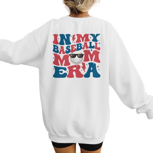 In My Baseball Mom Era Smile Face Retro Women's Sweatshirt Back Print - Sportilla
