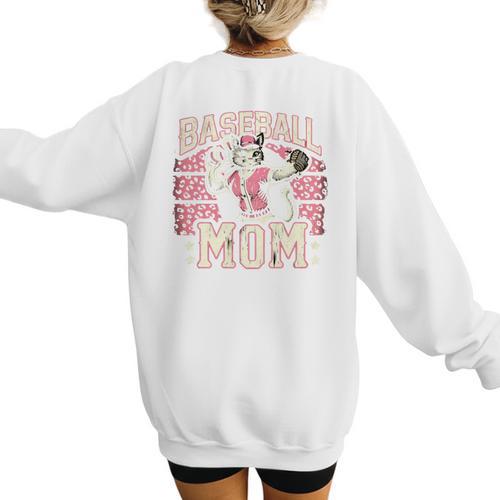 Baseball Mom Mama Mother's Cat In My Baseball Mom Era Women's Sweatshirt Back Print - Sportilla