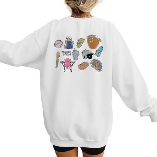Baseball Mom Baseball Mama Women's Sweatshirt Back Print - Sportilla