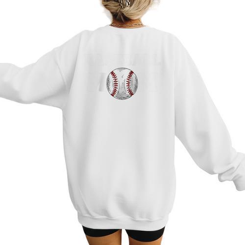 Baseball MOM Mother's Day Baseball Game Cheer Mom Raglan Baseball Tee Women's Sweatshirt Back Print - Sportilla