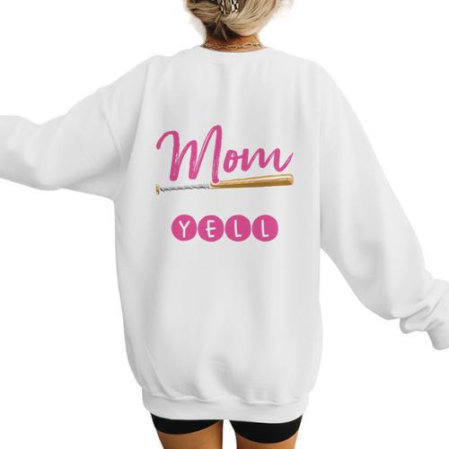 Baseball Mom Baseball Pitcher Bat Gloves Baseball Player Women's Sweatshirt Back Print - Sportilla