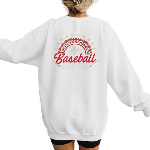Baseball Mom Rainbow Great Team Mom Premium Women's Sweatshirt Back Print - Sportilla