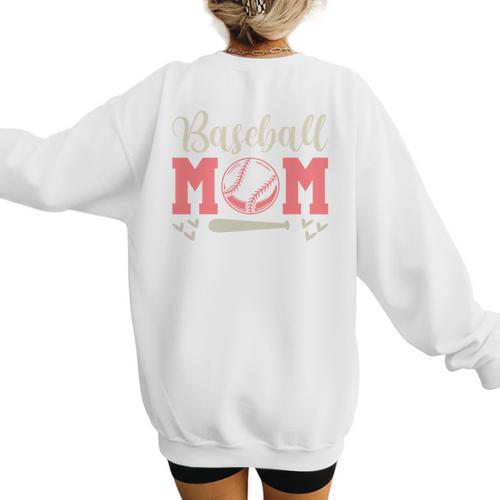 Baseball Mom Baseball Season Sports Mom Baseball Mama Women's Sweatshirt Back Print - Sportilla