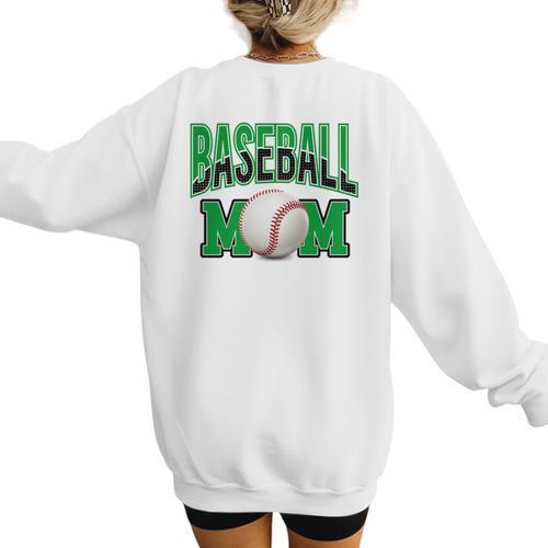 Baseball Mom Sports Green Women's Sweatshirt Back Print - Sportilla