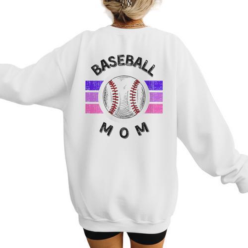 Baseball Mom Sports Mom Proud Baseball Mom Women's Sweatshirt Back Print - Sportilla
