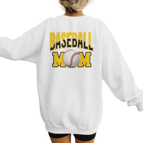 Baseball Mom Sports Mom Yellow Women's Sweatshirt Back Print - Sportilla