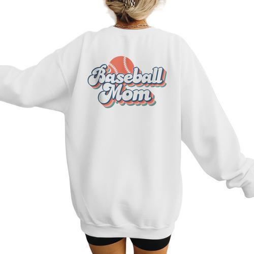 Baseball Mom And Sweet For Moms Vintage Font Women's Sweatshirt Back Print - Sportilla